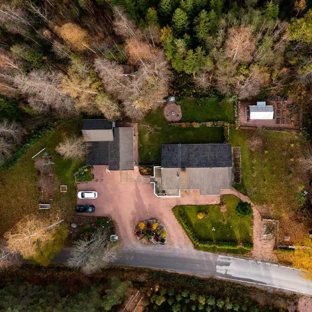 Aerial view of a house