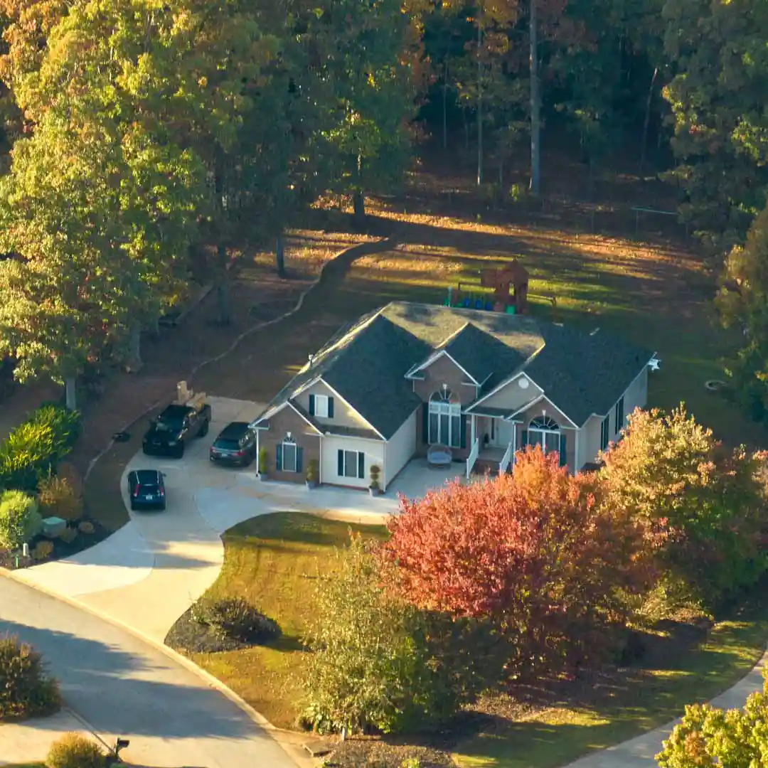 Residential house among trees