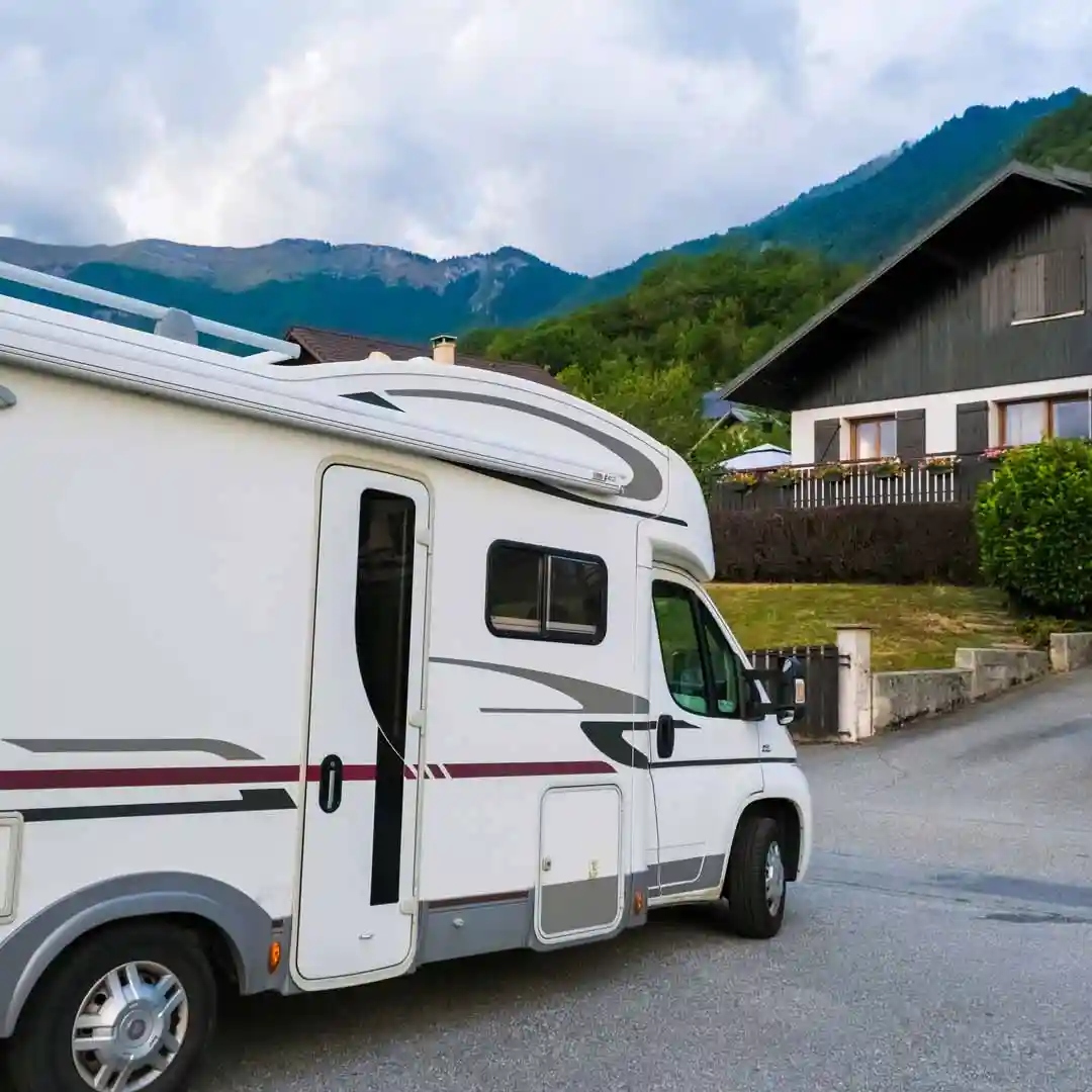 RV parked in the driveway
